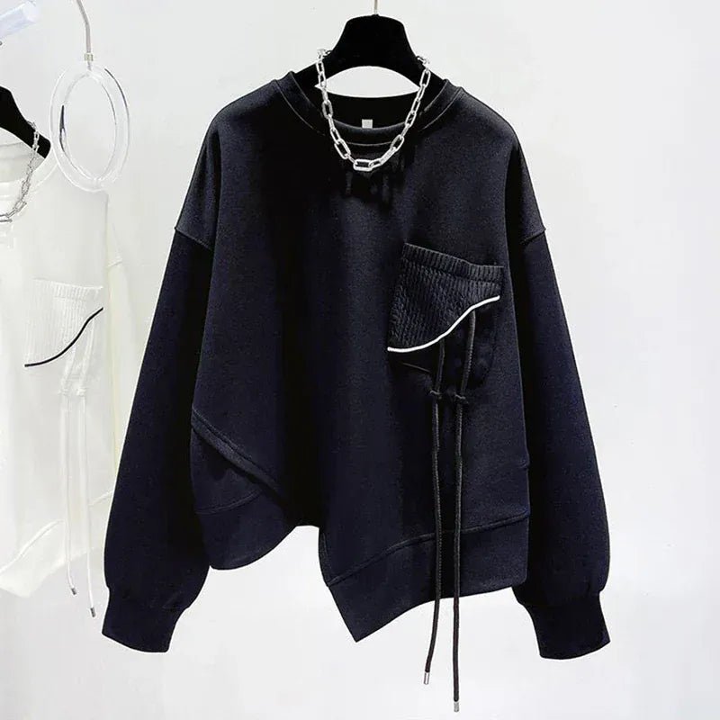 Korean fashion solid color hoodless sweatshirt women's spring and autumn new temperament loose thin niche design short top - SN Wigs & More