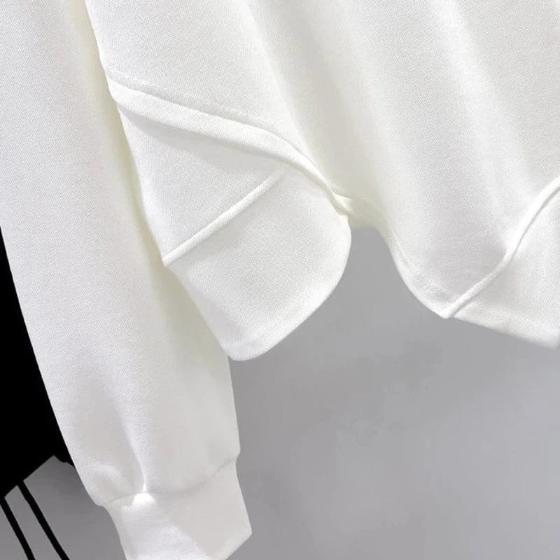 Korean fashion solid color hoodless sweatshirt women's spring and autumn new temperament loose thin niche design short top - SN Wigs & More
