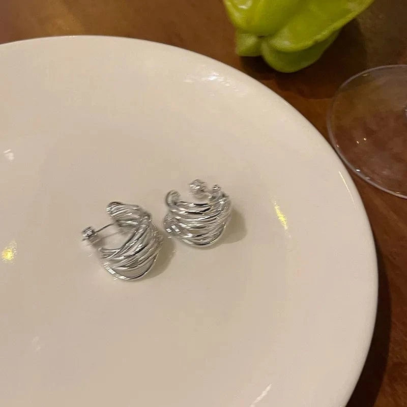 Korean Fashion Versatility Alloy Earrings Hoop Circle Geometric Earrings Women Multilayer Earings 2024 Jewelry