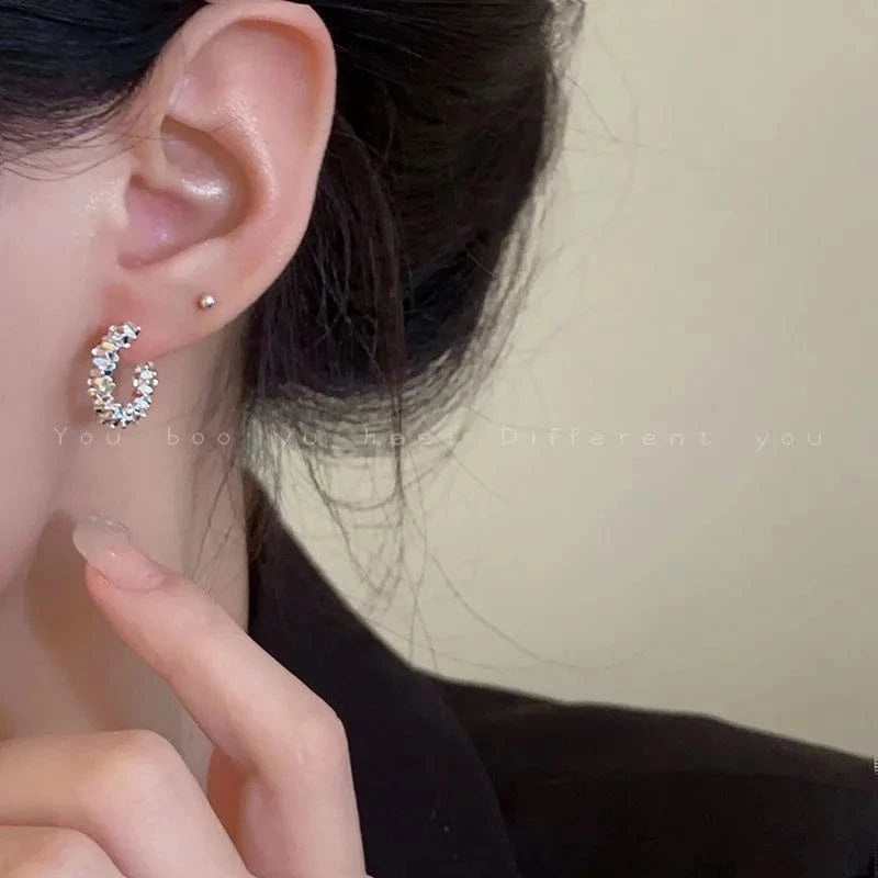 Korean New Small Hoop Earrings Elegant Fashion Jewelry Earrings Party Attire Pairing For Daily Use Round Earrings Women
