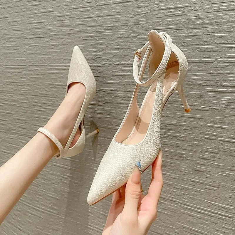 Korean Style Point Toe Hollow Out Women High Heels Ladies Outside Office Dress Work Sandals Shoes