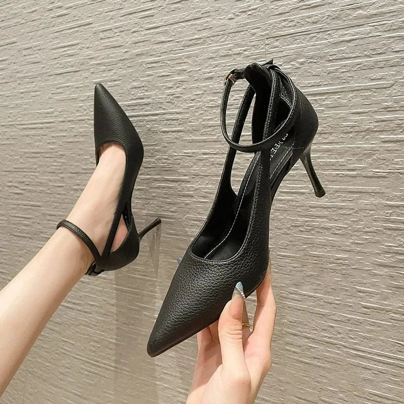 Korean Style Point Toe Hollow Out Women High Heels Ladies Outside Office Dress Work Sandals Shoes