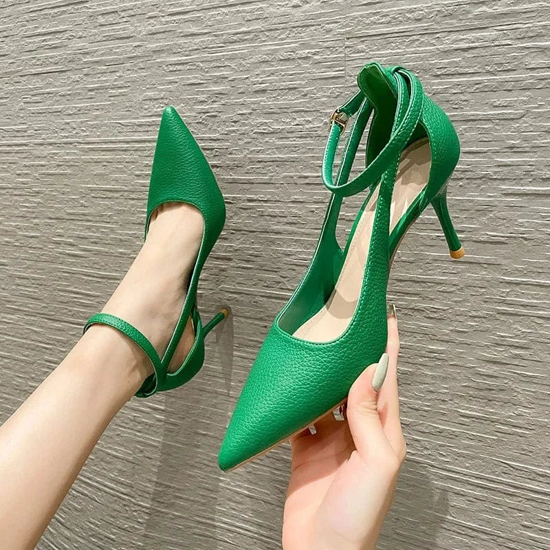 Korean Style Point Toe Hollow Out Women High Heels Ladies Outside Office Dress Work Sandals Shoes