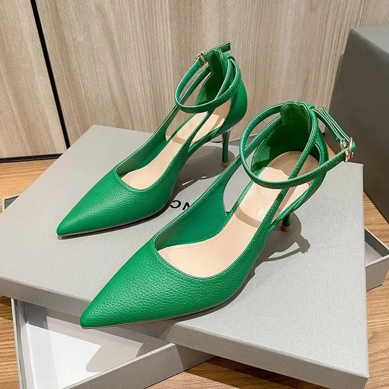 Korean Style Point Toe Hollow Out Women High Heels Ladies Outside Office Dress Work Sandals Shoes