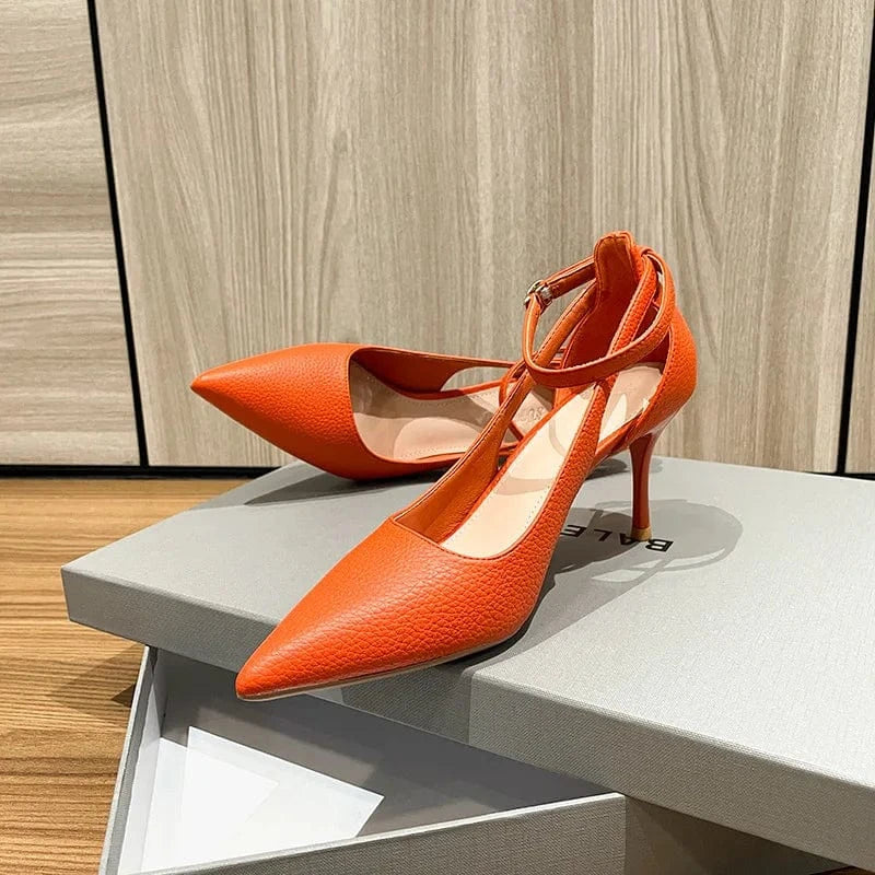 Korean Style Point Toe Hollow Out Women High Heels Ladies Outside Office Dress Work Sandals Shoes