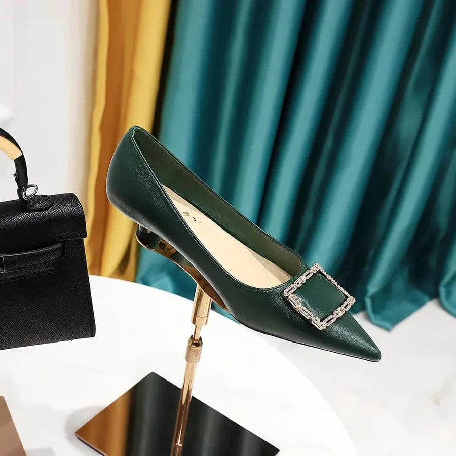 Korean Style Pointed-toe Shallow Buckle Women Low Heels Spring Autumn Female Sandals Outside Banquet Office Ladies Shoes