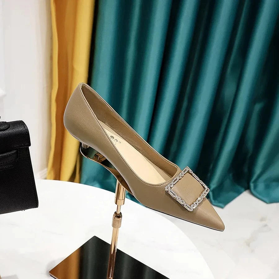 Korean Style Pointed-toe Shallow Buckle Women Low Heels Spring Autumn Female Sandals Outside Banquet Office Ladies Shoes