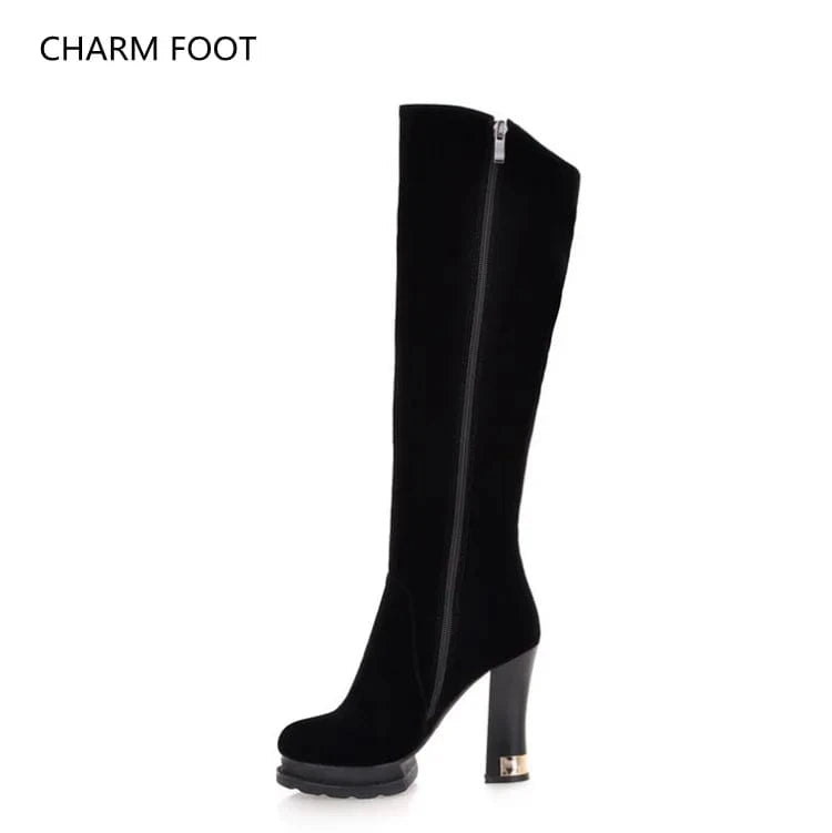 Korean thick high heel high tube women's boots European and American sexy Knight boots