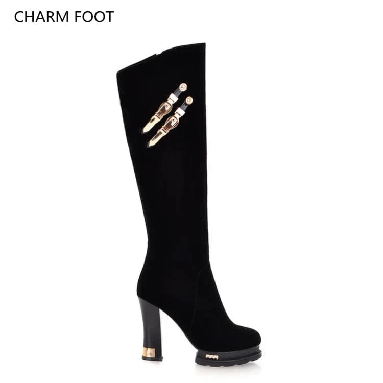 Korean thick high heel high tube women's boots European and American sexy Knight boots