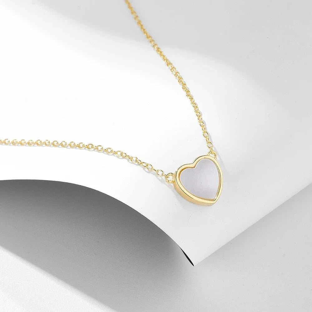 KSN179-gold psj Original Elegant simple heart Fine Jewelry set 925 Sterling Silver shell earrings necklace Ring for Women Anniversary