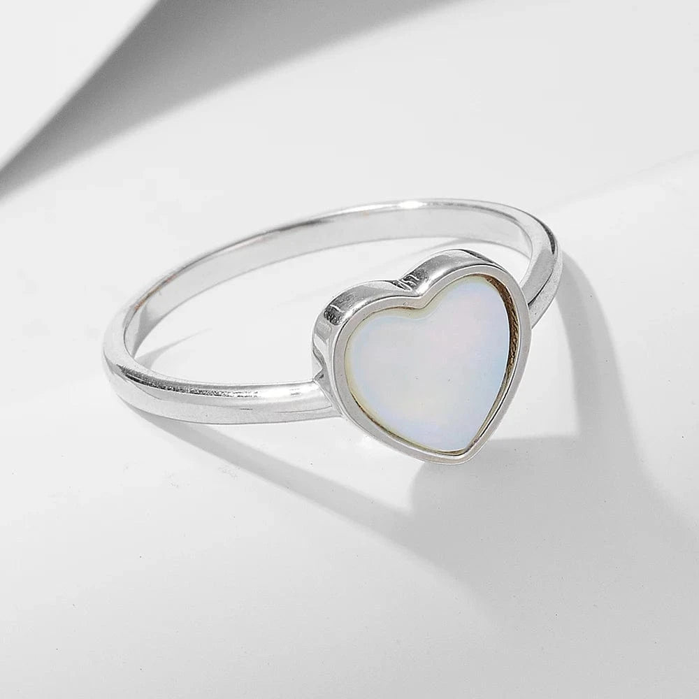 KSR179-rhodium #7 psj Original Elegant simple heart Fine Jewelry set 925 Sterling Silver shell earrings necklace Ring for Women Anniversary