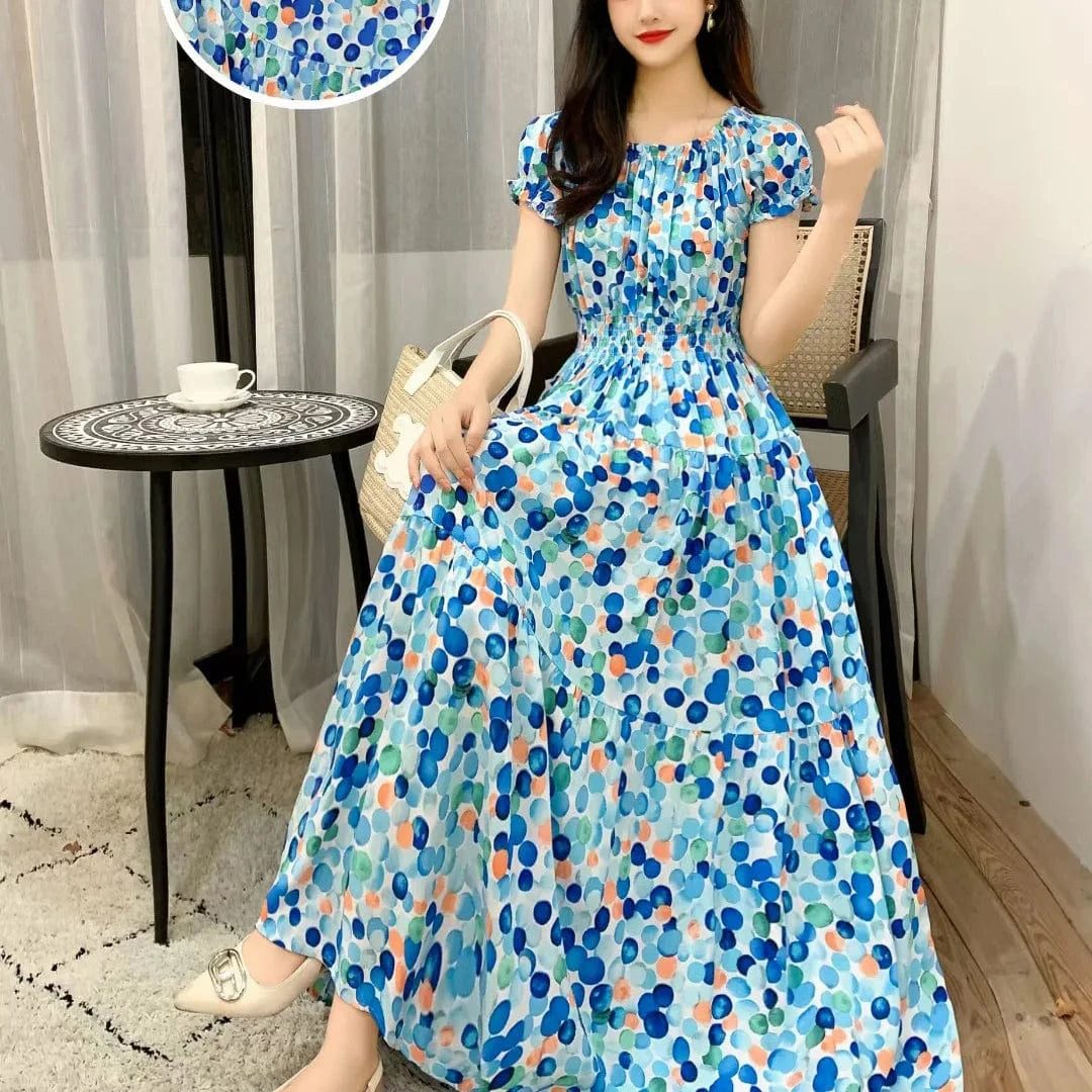 L / 12 2024 New arrivals lady casual dress stylish printing Off shoulder sexy floral maxi dress summer woman clothing dresses