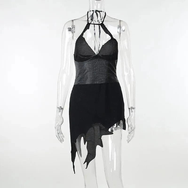 L / 23DS122703 black CUTENOVA 23DS122703 New 2024 Fashion Halter Irregular Design Sexy Club Dresses Women's Dresses