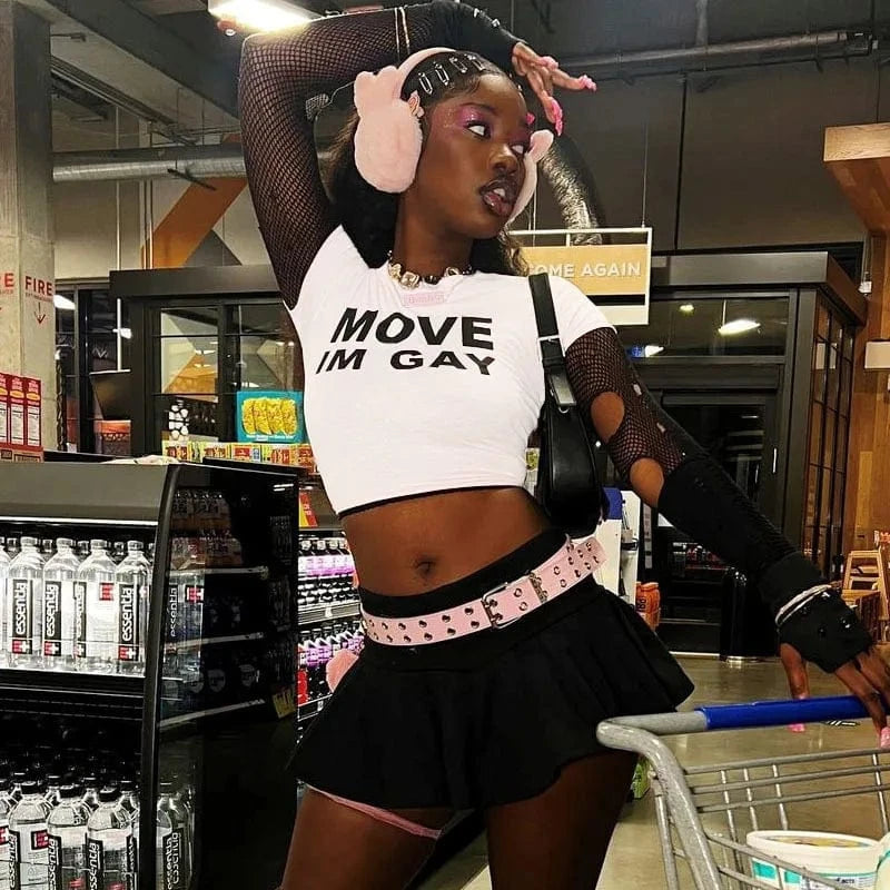 L / 24TP021803  1 / Polyester / Cotton CUTENOVA 24TP021803 INS 2024 Y2K Fashion American Girls Summer Ctue Letter T Shirts Women Crop Top