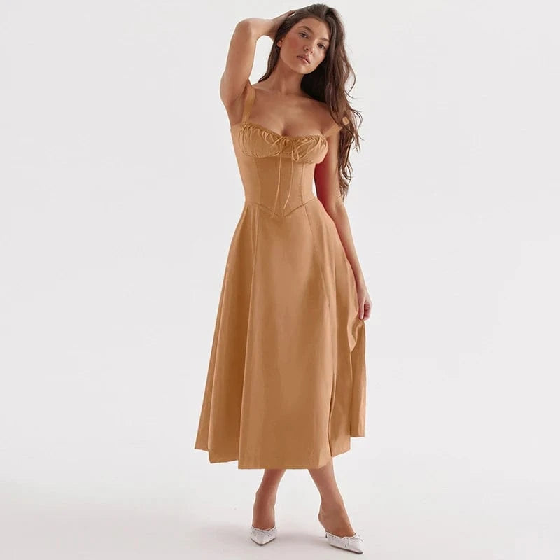 L / 29 2024 Summer New Fashion Spaghetti Strap Dress Women Floral Printed Lace-up Sexy Beach Boho Dresses Ladies Casual French Party