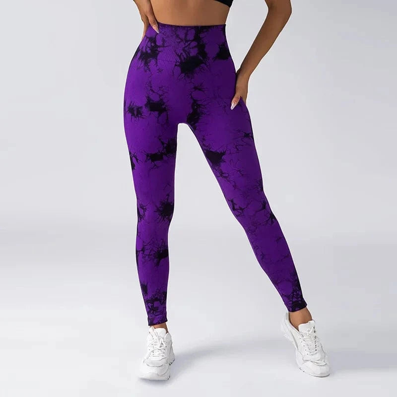 L / 3 YIYI New Tie Dye Seamless High Waisted Workout Gym Fitness Leggings for Women Scrunch Butt Lifting Yoga Gym Athletic Pants