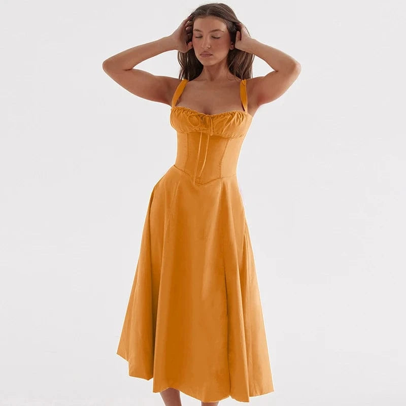 L / 30 2024 Summer New Fashion Spaghetti Strap Dress Women Floral Printed Lace-up Sexy Beach Boho Dresses Ladies Casual French Party