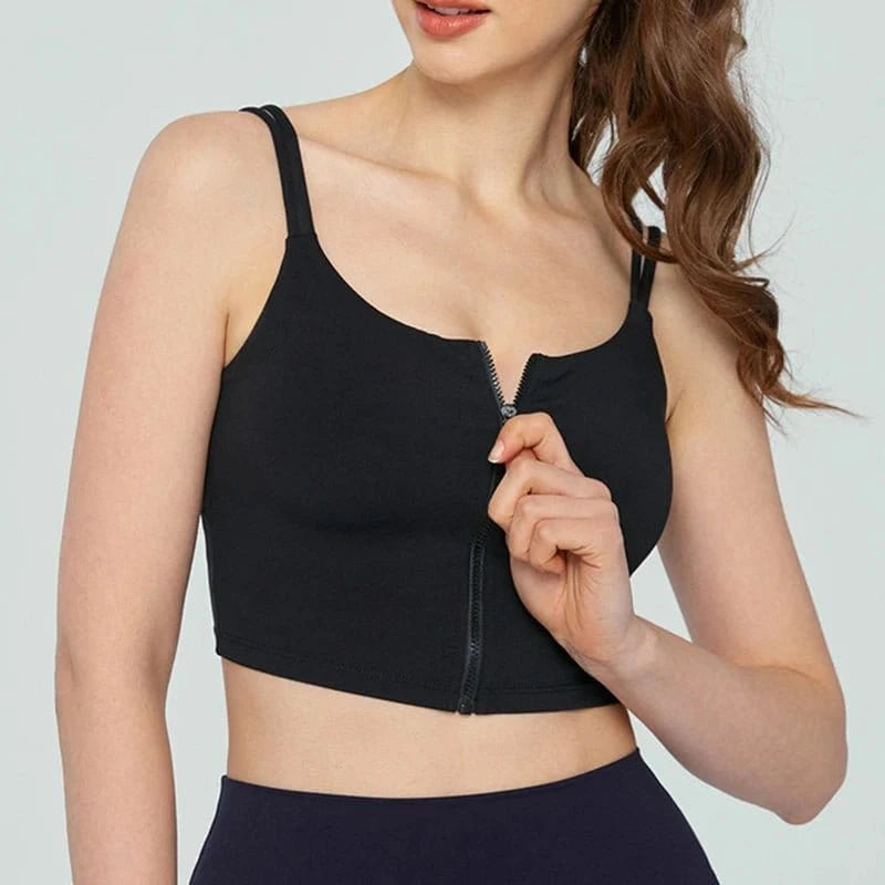 L / 4 2024 New Arrival High Quality Women Sexy Double Shoulder Straps Top High Impact Fitness Yoga Gym Sport Bra With Front Zipper