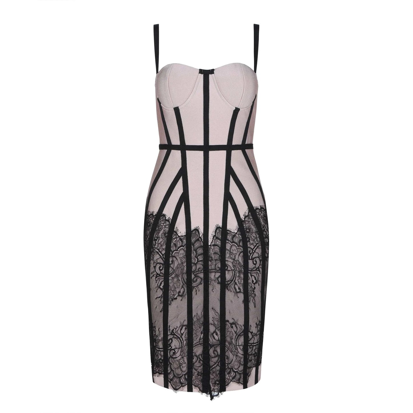 L / Apricot BA017 Hot Sale Elegant Women Party Lace Spaghetti Strap Bandage Dress Backless Bodycon Sexy Club Party Dresses Fashion Vestidos