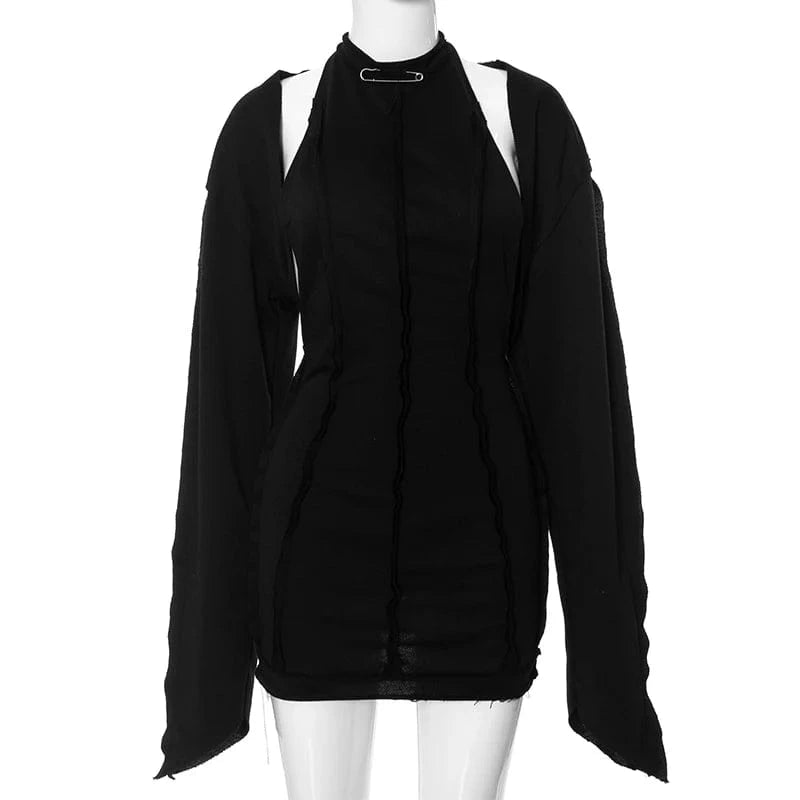 L / Black Bomblook D23ST348 New Design Cotton Outfits Overlooked Dress With Cardigan Two Piece Set 2 Piece Set Women Spring 2024