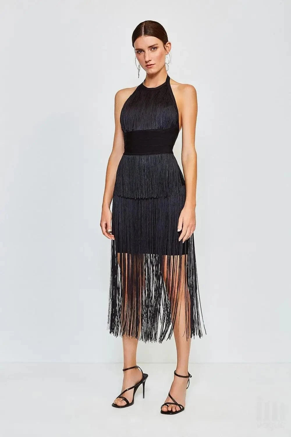 L / Black High Quality Celebrity Evening Nightclub Wear Cocktail Party Dress