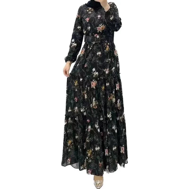 L / Black Muslim's Dresses for Women 2024 Muslim abaya Dress Dubai Eid Femme Luxury Islamic Evening  Party Elegant Long Robe