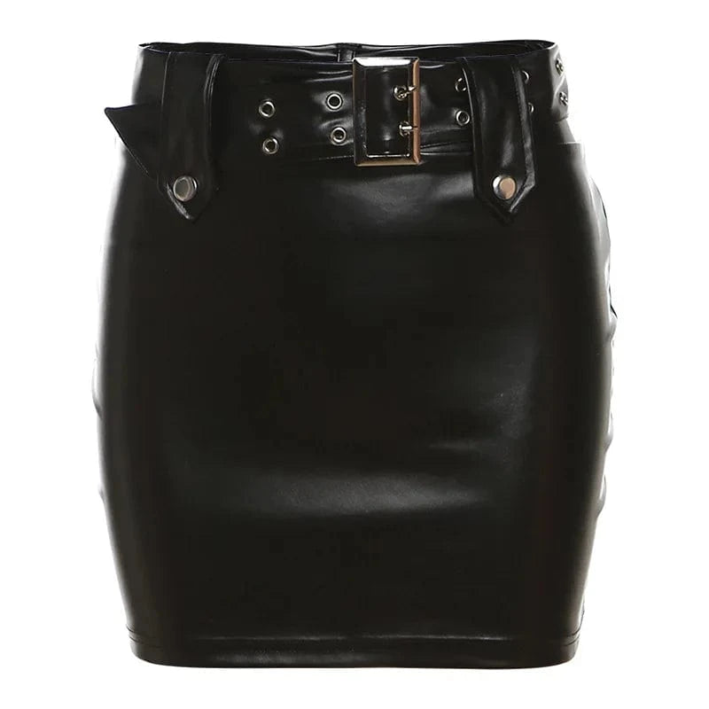 L / Black Skirt 2024 Fashion Stand Collar Crop Leather Jackets and Mini Skirt Sets for Women Pu Leather Bomber Jacket Matching 2 Piece Outfits