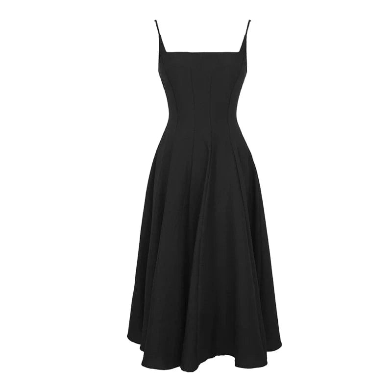 L / Black ZYHT 9647 Elegant White Suspend Sun Dresses Women Party Club Wedding Rom A Line Evening Midi Dress