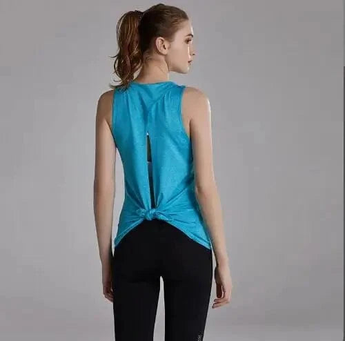 L / Blue Hot 2024 new Women's beauty back Yoga t shirt Workout Sports top Gym Athletic Wear Fitness running Crop Top Yoga clothes