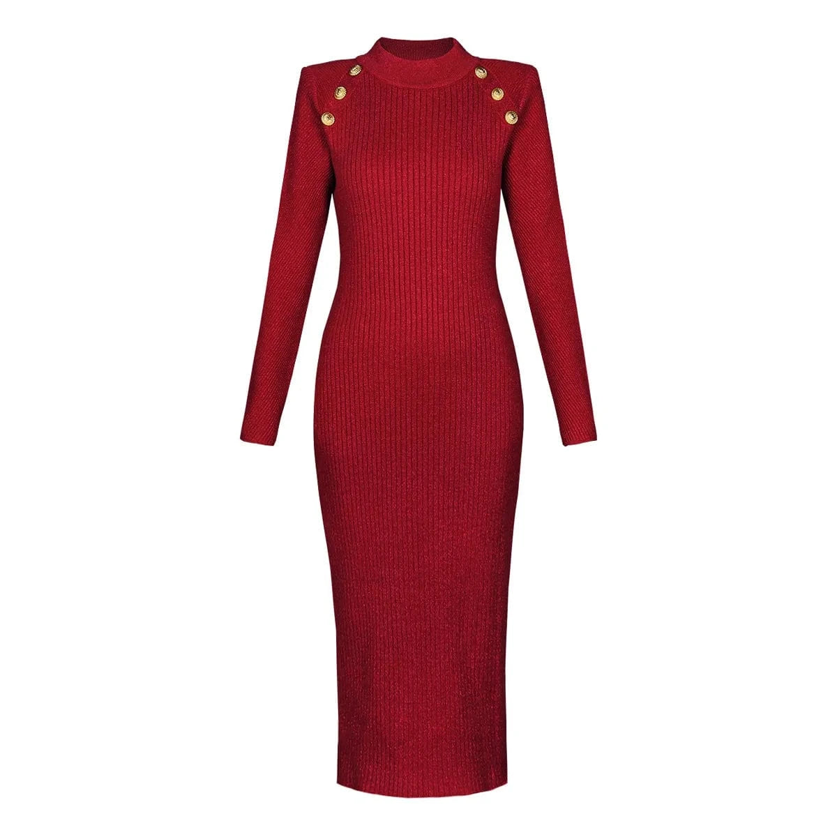 L / Burgundy 2024 new arrivals spring collection women stand collar fall knitted sweater dresses