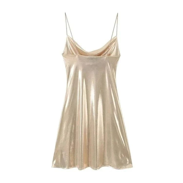 L / Champagne Backless Short Dresses for Women 2024 Sexy Gold Silver Dress Party Mini Prom Dresses Woman