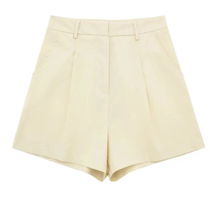 L / color3 mixing Shorts Liu Ming Wholesale 2024 New Arrivals Summer Woman Solid V Neck Sleeveless Single Breasted Vests High Waist Shorts Pants Set