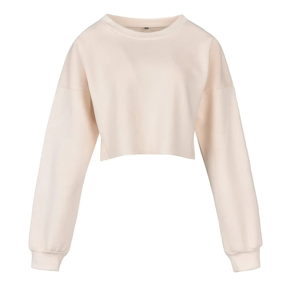 L / cream-coloured Crop Top Yoga Workout Long Sleeve Shirt Gym Coat Running Sports Jacket Fitness For Women