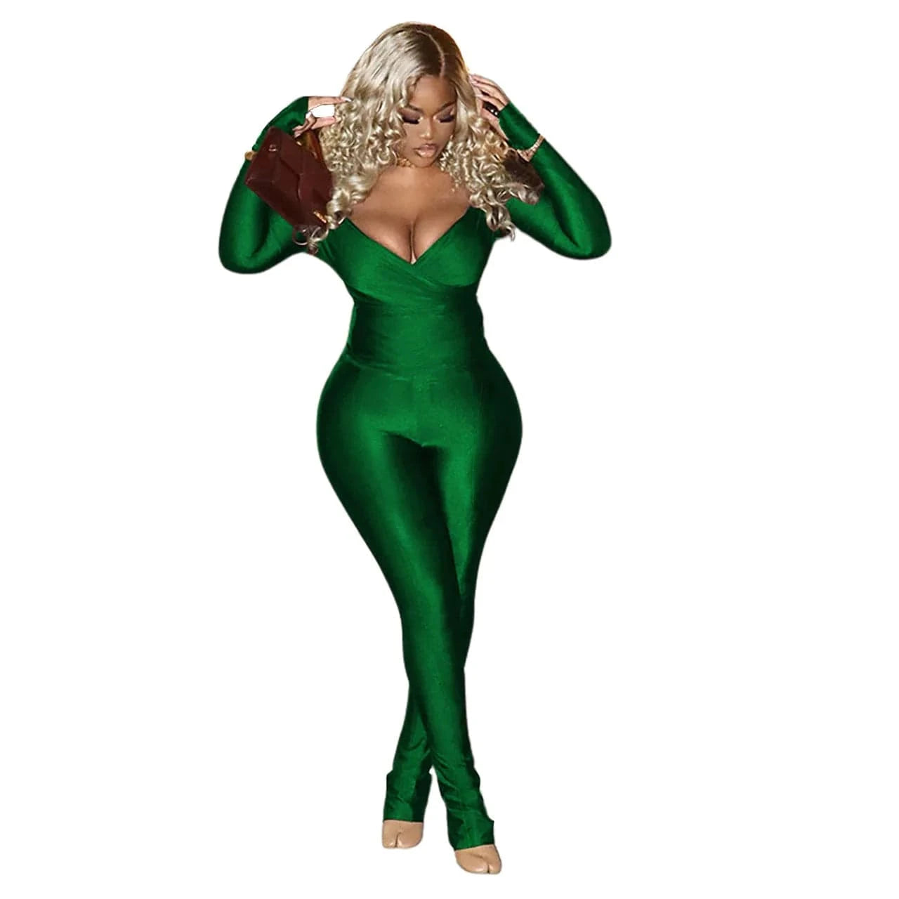 L / Green Custom logo Two Piece Pants Set Women Clothes 2024 Long Sleeve Bare shoulders crop top Ladies Casual Legging sport Set