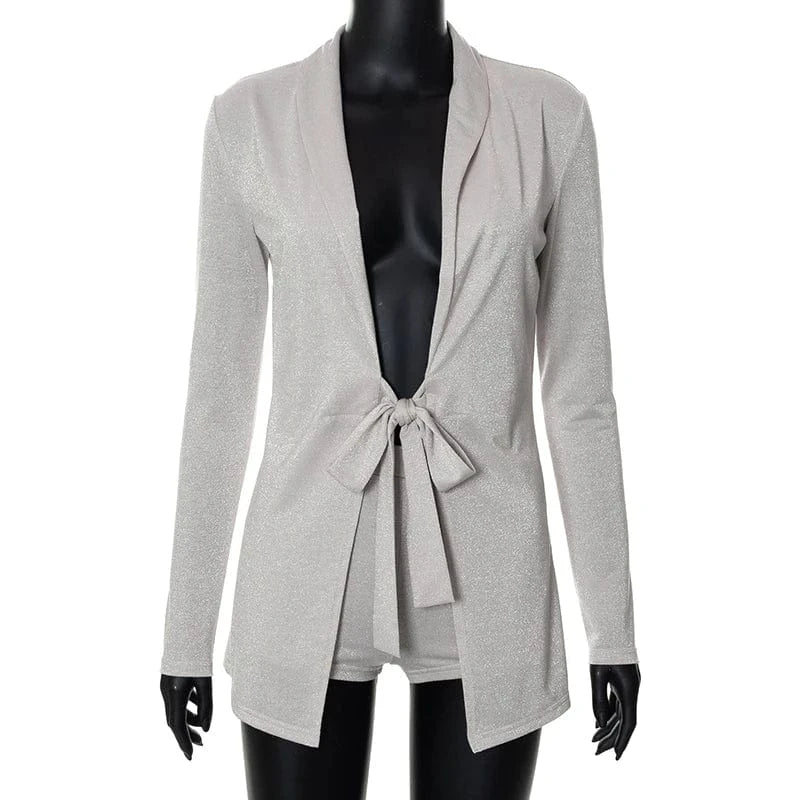 L / K22ST448 Apricot Bomblook K22ST448 2024 New Arrival Cardigan Solid Summer Women Shorts Outfits Two Piece Set