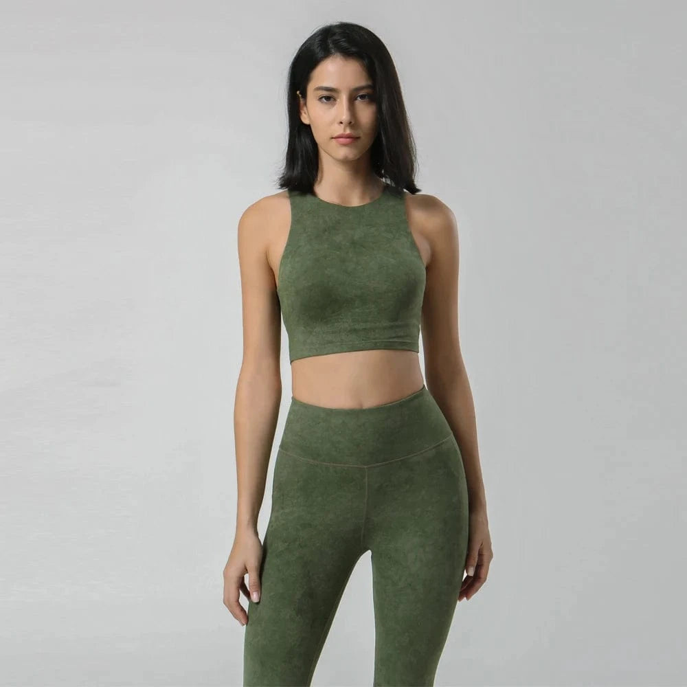 L / Moss 2024 Yoga Wear Sets Outfit For Women 2 Piece Fitness & Yoga Wear Gym Sportswear