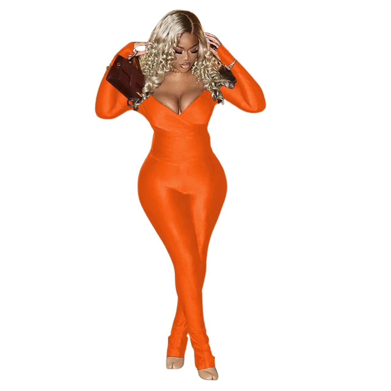 L / Orange Custom logo Two Piece Pants Set Women Clothes 2024 Long Sleeve Bare shoulders crop top Ladies Casual Legging sport Set