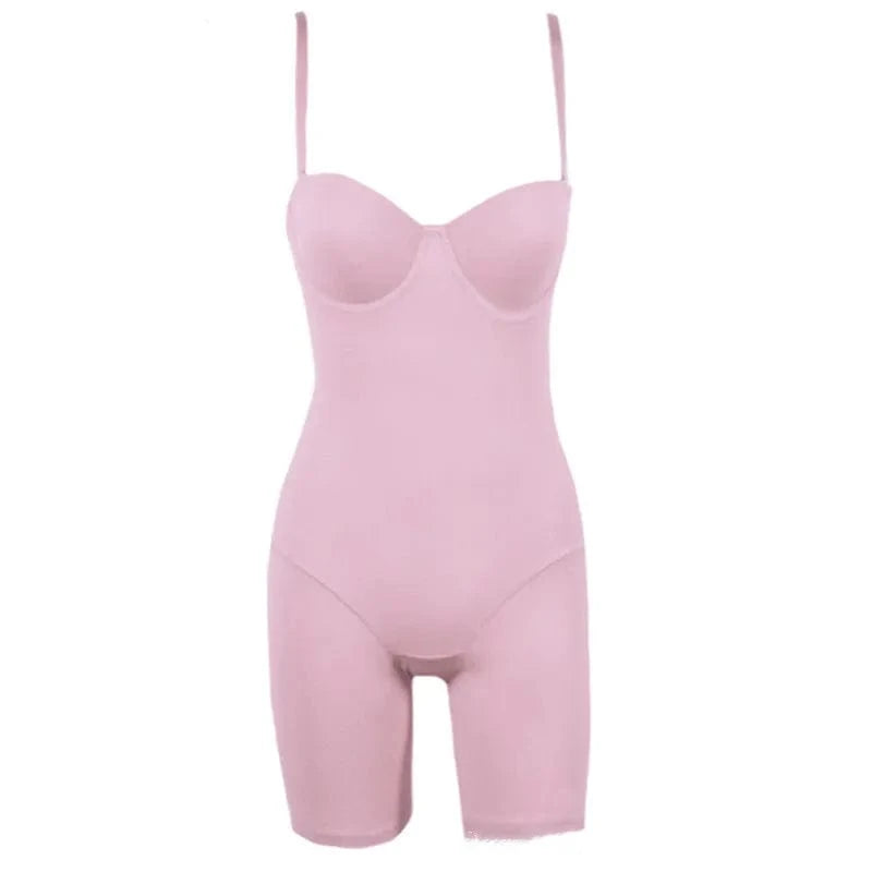 L / Pink 2024 Women Wholesale Underwire Sexy Seamless Bodysuits Spaghetti Steel ring bra bodysuit Rompers One Piece Jumpsuit Women