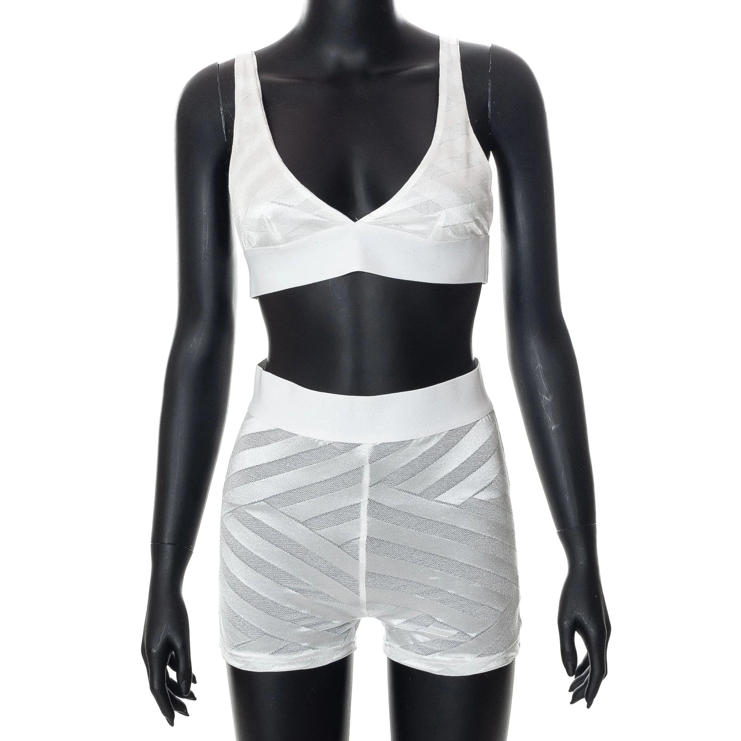 L / Q21ST786 White Bomblook Q21ST786 Summer 2024 New Outfit Notched Neck Tank Top Elastic Waist Shorts Sports Wear Women Tow Piece Set