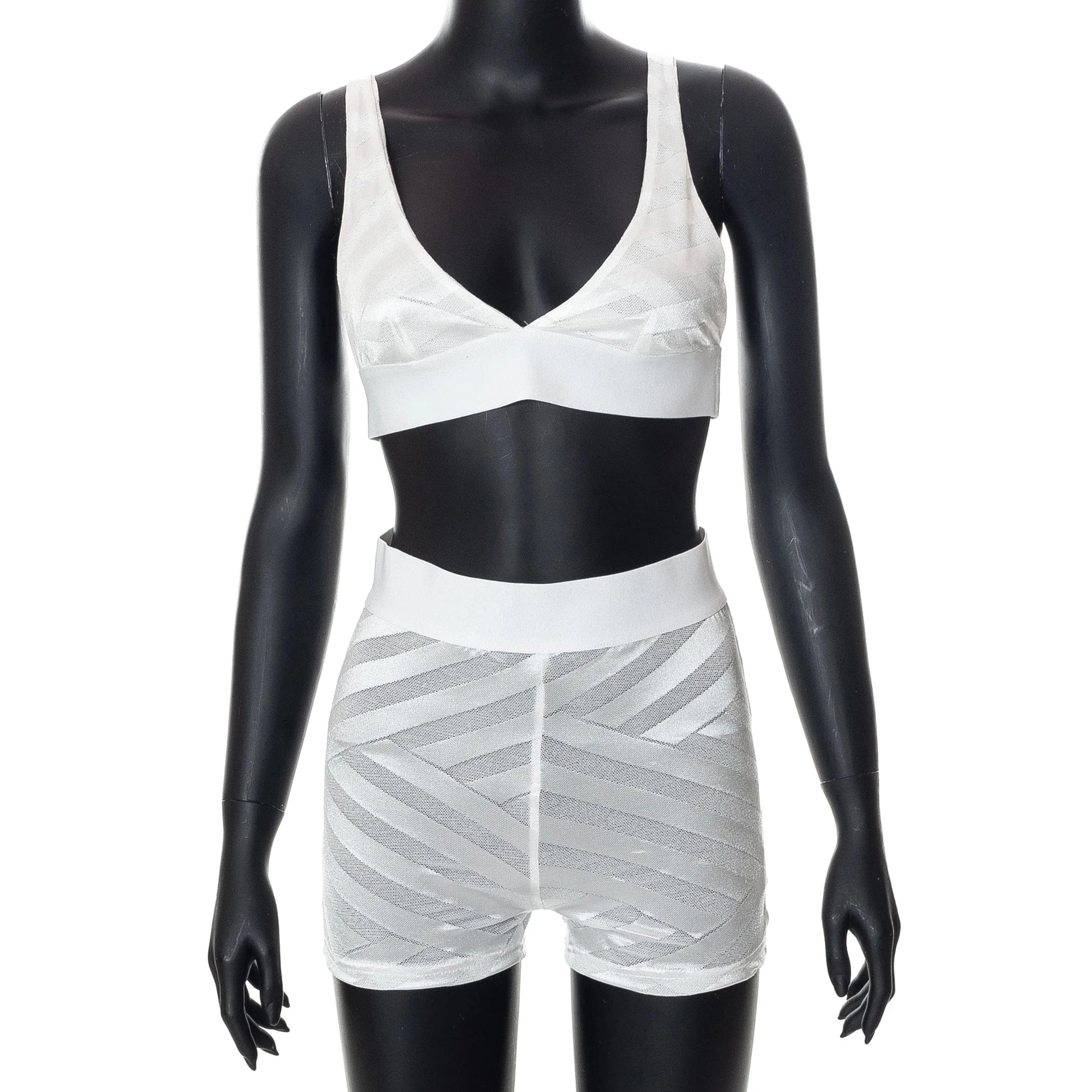 L / Q21ST786 White Bomblook Q21ST786 Summer 2024 New Outfit Notched Neck Tank Top Elastic Waist Shorts Sports Wear Women Tow Piece Set