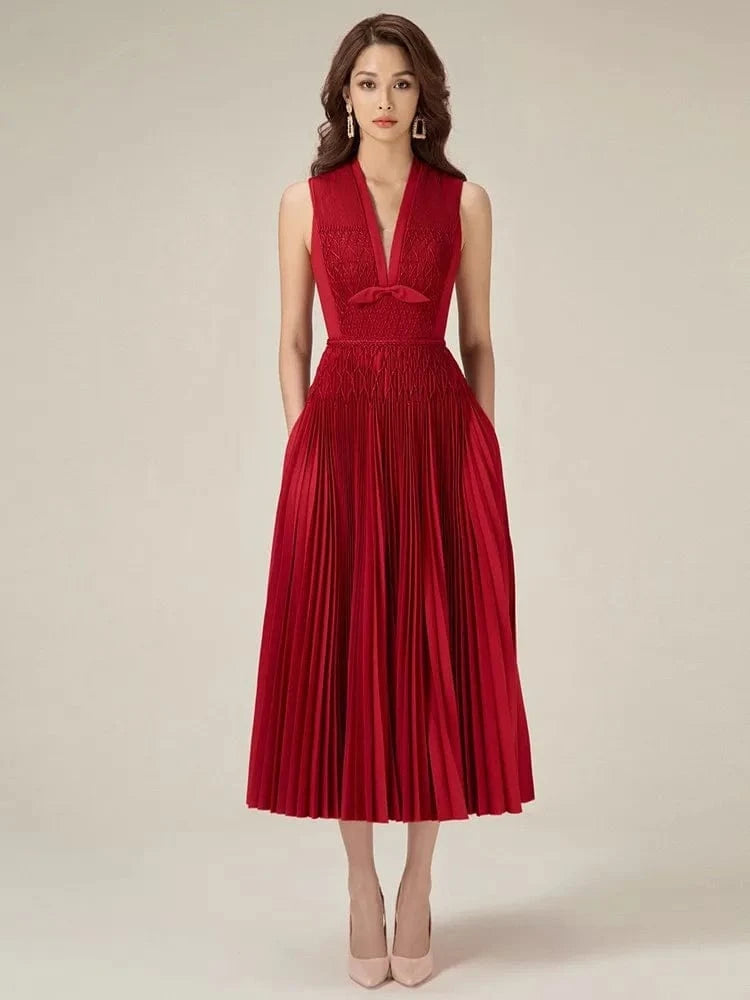 L / Red Bettergirl Fashion Niche Design Ruffle Knit Long Dress Women's Clothing 2024 Spring V-neck Black Sexy Elegant Women's Dresses
