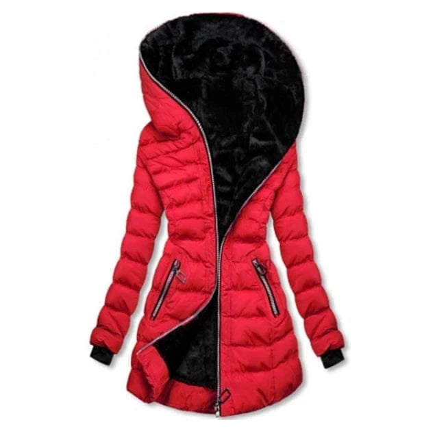 L / Red Liu Ming Winter 2024 New Fashion Women Thick Warm Long Thick Slim Overcoat Ladies Hooded Parka Jacket Coats