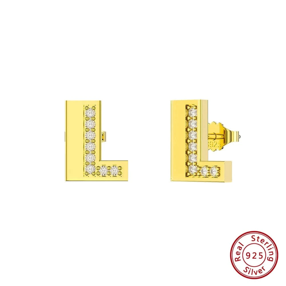 L RINNTIN ZKE01 Fine Jewelry Earrings 2023 Zircon Letter Stud Earrings Silver 925 Sterling Women Wholesale Bulk Earring Alphabet