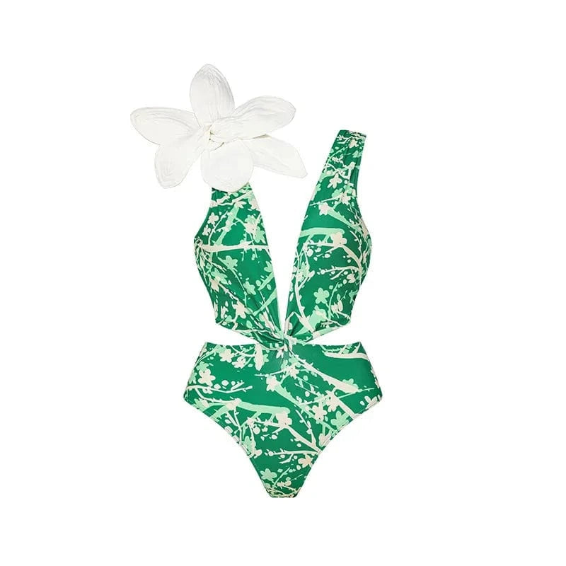 L / Three-dimensional flower one-piece swimsuit DAMOCHIC Three-dimensional flower Swimwear Summer Sexy Backless Bikini Adjustable thin shoulder strap Bathing Suit 2023