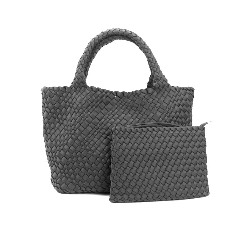 L W011 2024 neoprene woven tote bags weave neoprene crossbody purse beach bag with small pouch custom bag
