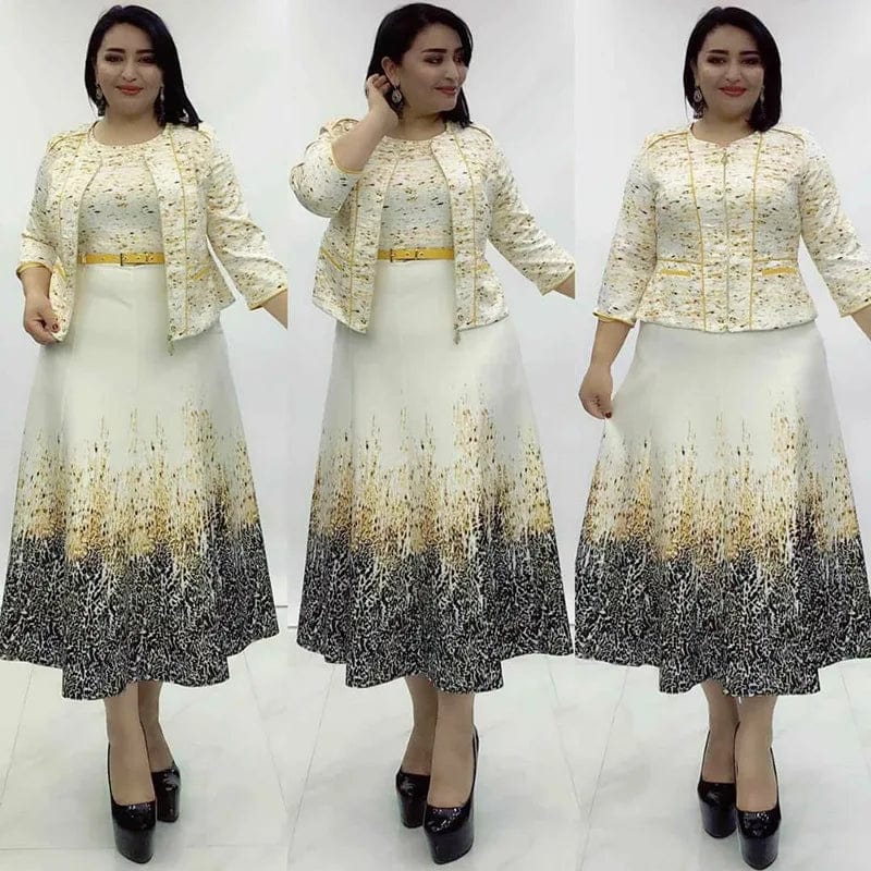 L / Yellow Latest design hot sale two-piece set african tops and skirt sets for women