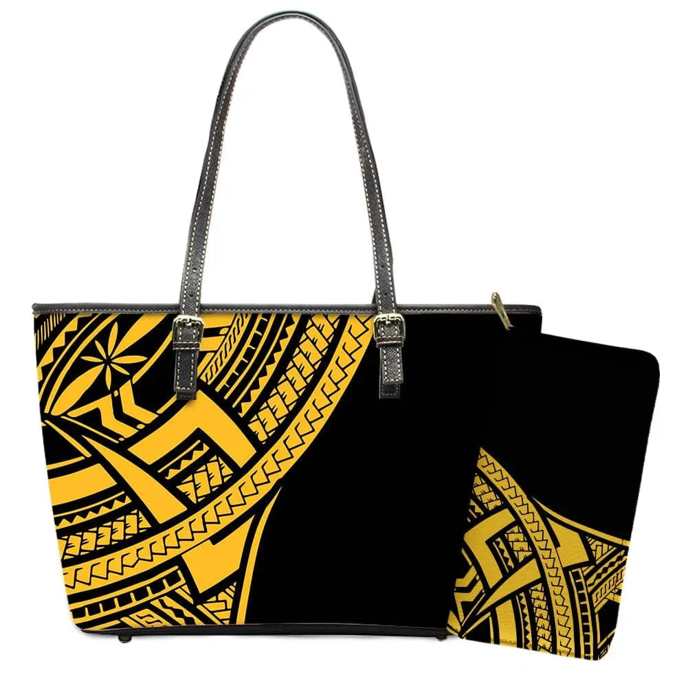 L / YSFA1653 Pink Bags Women Handbags Ladies Custom On Demand Samoan Tribal Print Leather Tote Bag Shoulder Bags Women Handbags Ladies 2024