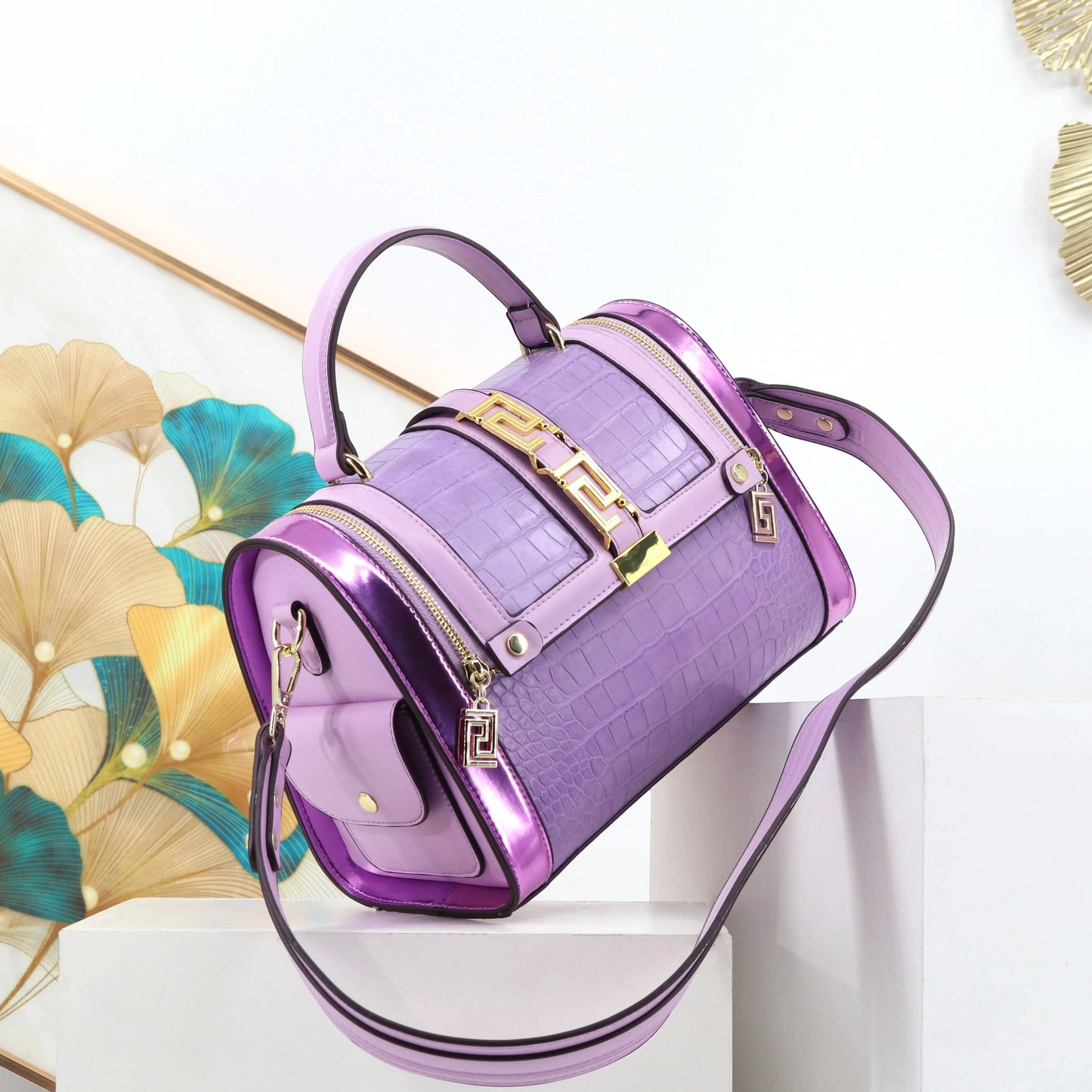 L28.5*W15*H21 HANDLE10 CM / 230416 purple top products crocodile women' handbag pillow ladies bag fashion designer handbag quality female shoulder super handbags factory