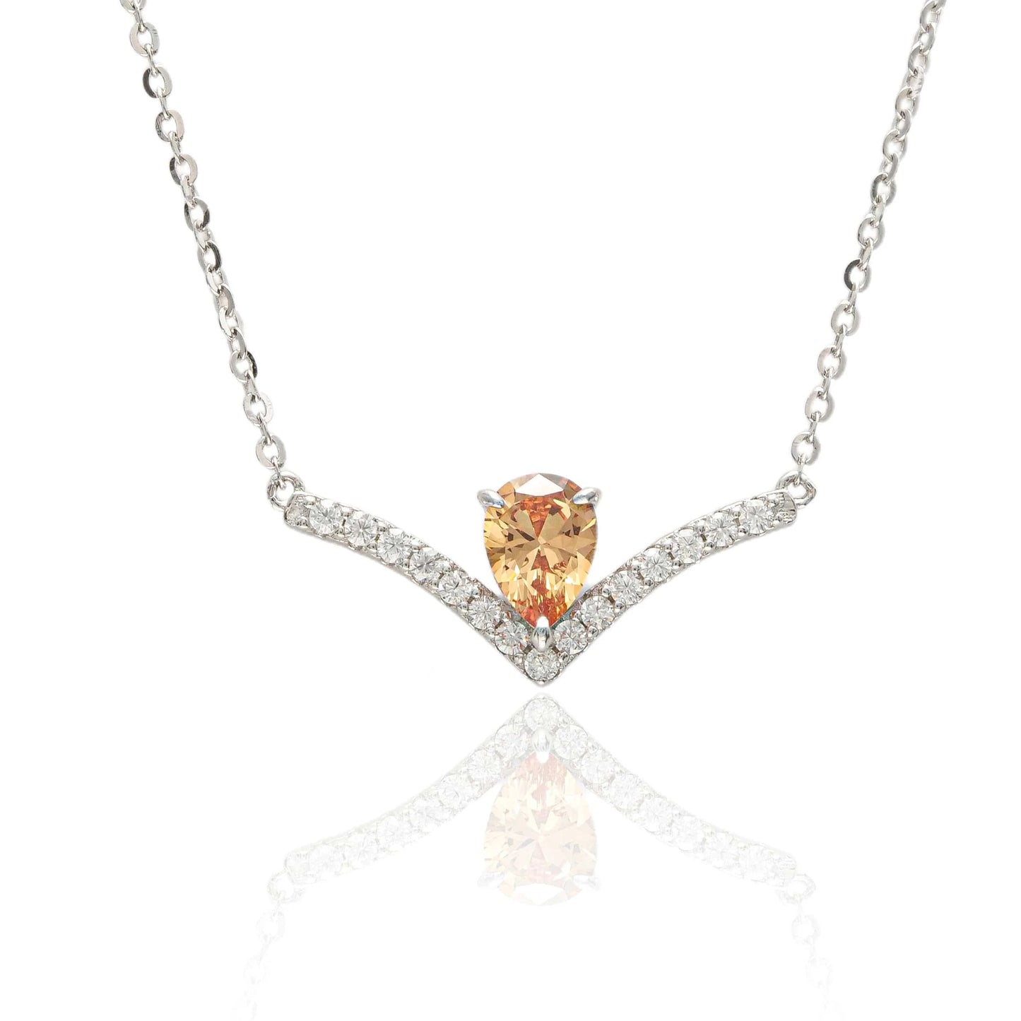 Lab Grown Gem Necklace / 40+5cm / Orange Dropshipping 925 Sterling Silver Moissanite Diamond Pendant For Women 18k Gold Plated Lab Grown Gemstone Statement Necklace