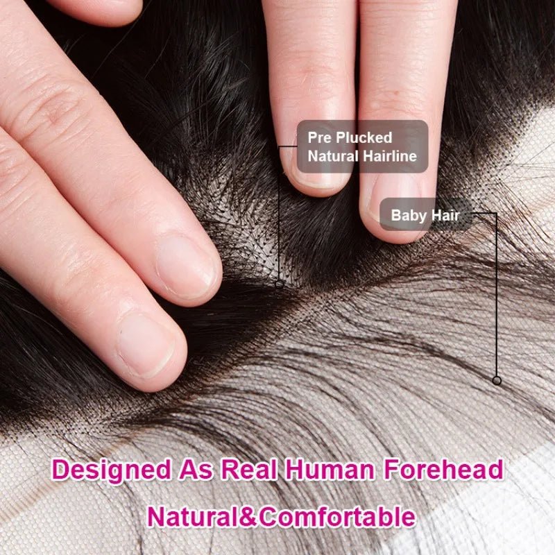 Lace Closure Hair Extensions + 360 Lace Front + Virgin Remy Brazilian Natural Color Straight Look - SN Wigs & More